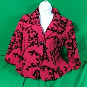Coldwater creek PS flocked floral tapestry blazer